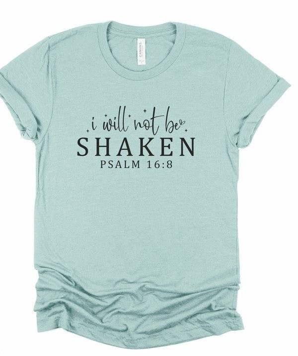 I Will Not Be Shaken Psalm 16:8 Graphic Tee - Faith-Based Apparel - Modestly Vogue 