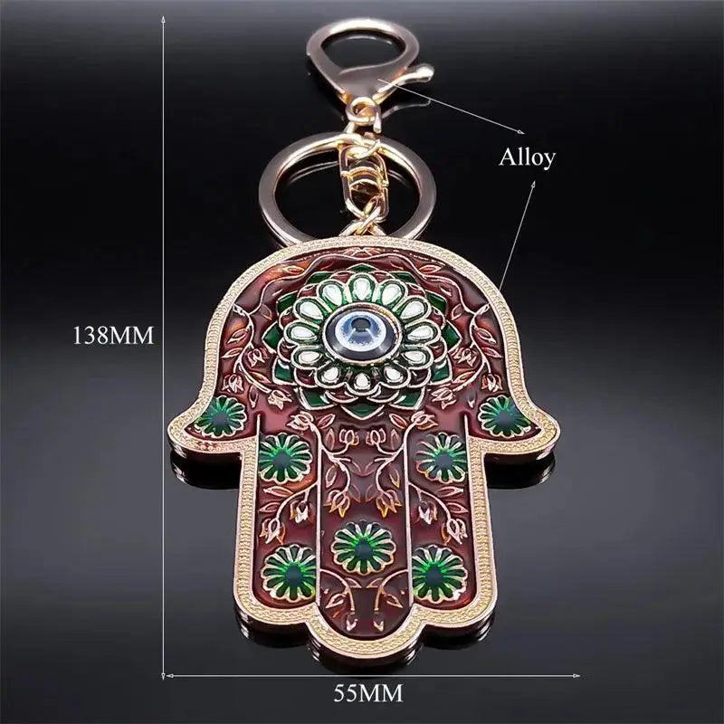 Islam Hand of Fatima Turky Blue Eyes Keychain Lucky Eye Hamsa Hands - Modestly Vogue 