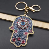 Islam Hand of Fatima Turky Blue Eyes Keychain Lucky Eye Hamsa Hands - Modestly Vogue 