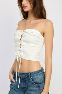 LACE UP CORSET BUSTIER TOP - Modestly Vogue 