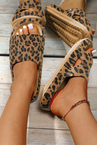 Leopard Print Thick Sole Slip On Slippers - Modestly Vogue 