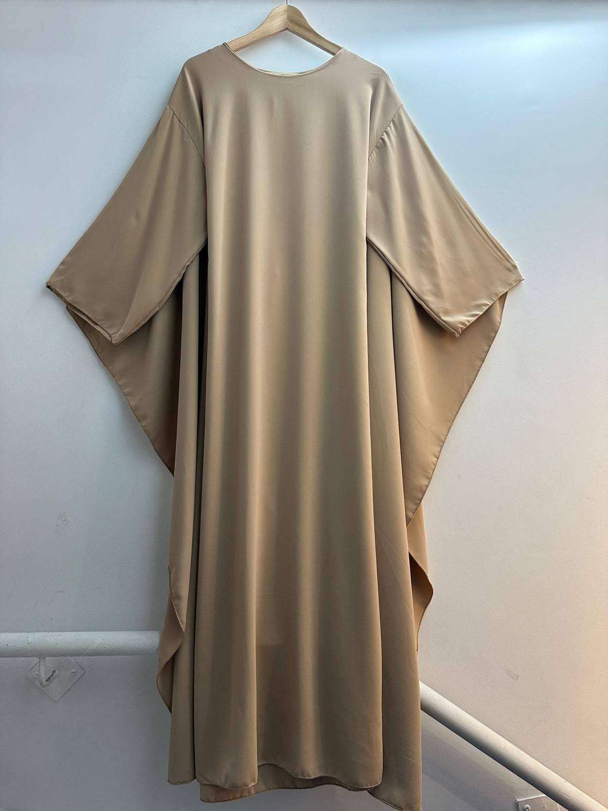 Long Muslim dress with belt, plain one size - Modestly Vogue 