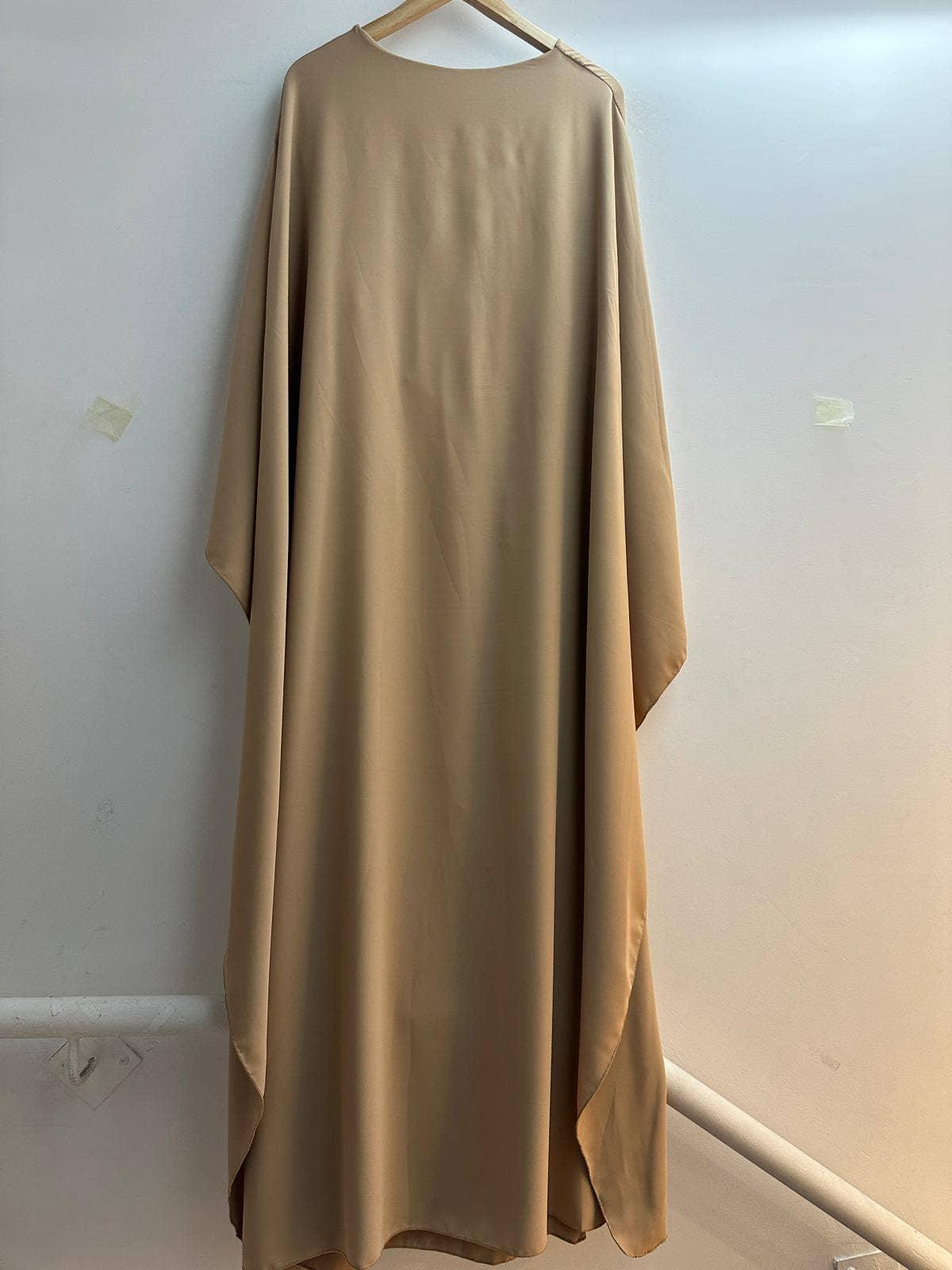 Long Muslim dress with belt, plain one size - Modestly Vogue 