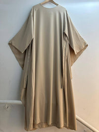 Long Muslim dress with belt, plain one size - Modestly Vogue 