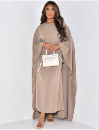 Long Muslim dress with belt, plain one size - Modestly Vogue 