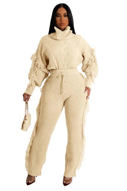 LONG SWEATER PANTS SET - Modestly Vogue 