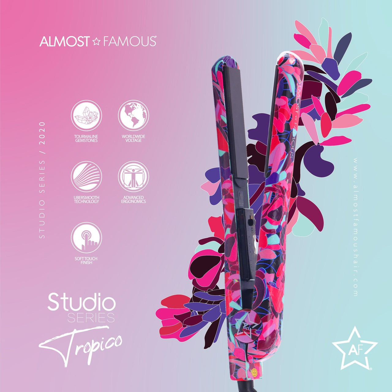 Luxe Locks – Premium Haircare & Styling Tools for Perfect, Radiant Hair | Modestly Vogue Almost Famous 1.25" Tropico Studio Flat Iron with Waterprint Design - Modestly Vogue 