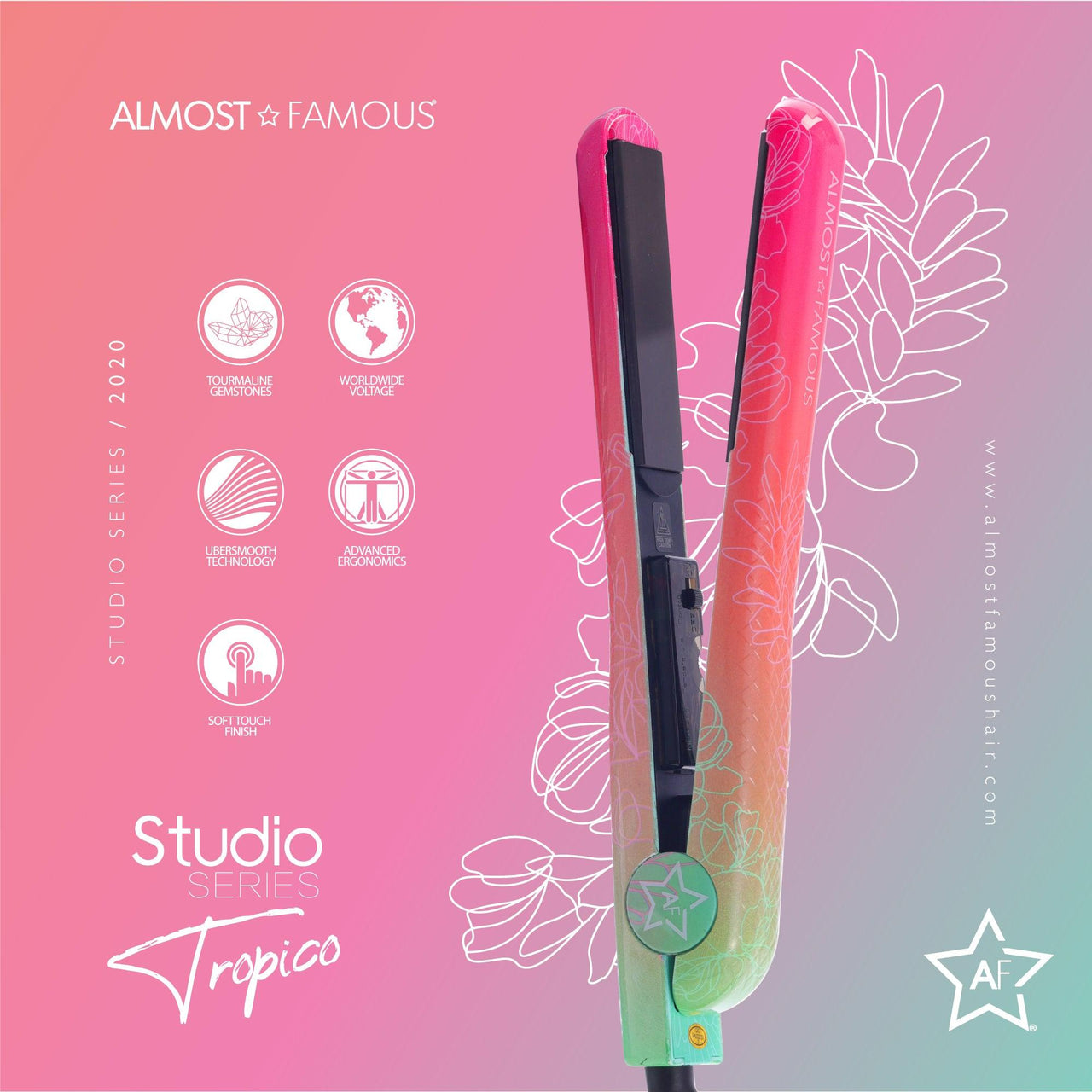 Luxe Locks – Premium Haircare & Styling Tools for Perfect, Radiant Hair | Modestly Vogue Almost Famous 1.25" Tropico Studio Flat Iron with Waterprint Design - Modestly Vogue 