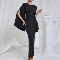 Solid Color round Neck Long Sleeved Gown - Modestly Vogue 