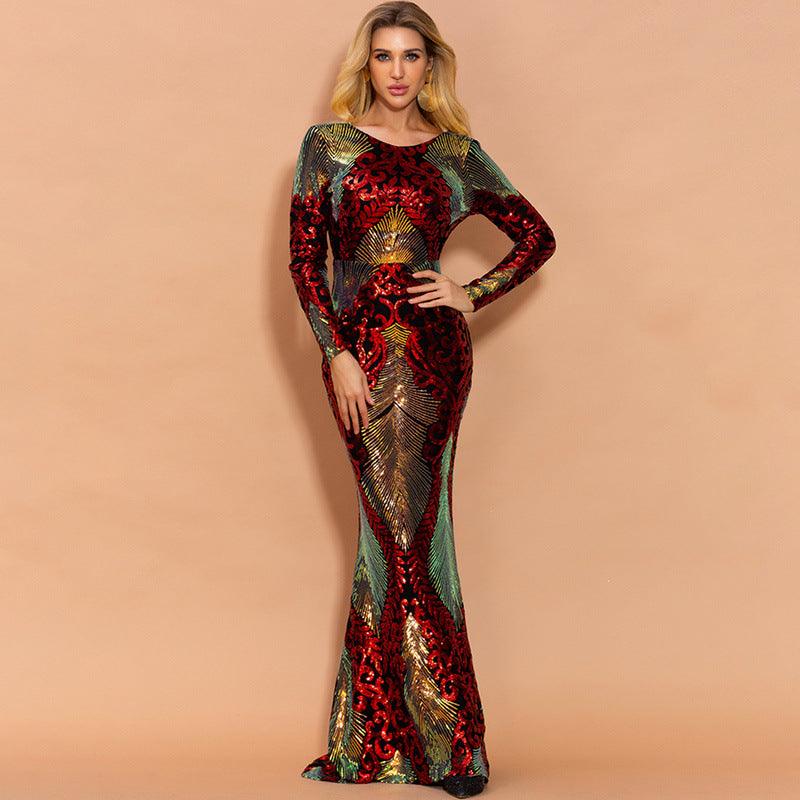 Long Elegant Formal Sequin Gown - Modestly Vogue 