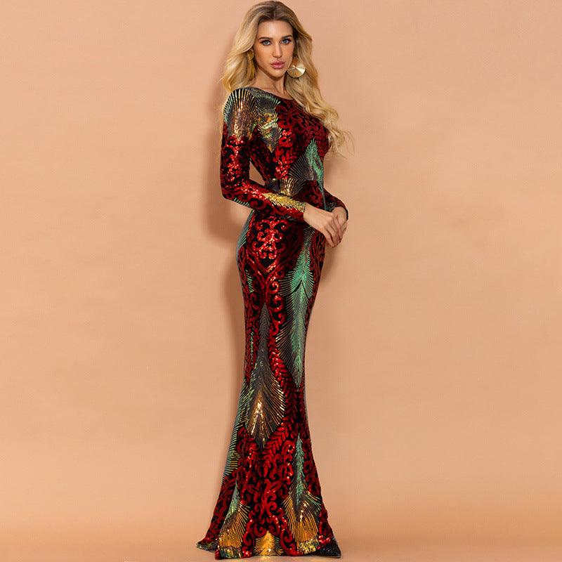 Long Elegant Formal Sequin Gown - Modestly Vogue 