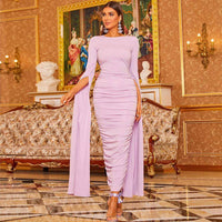 Super Long Sleeve Hepburn Sheath Socialite Fishtail Dress - Modestly Vogue 