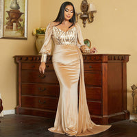 Plus Size Long Velvet Cocktail Light Bridesmaid Dress - Modestly Vogue 