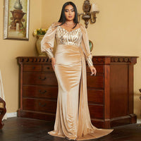 Plus Size Long Velvet Cocktail Light Bridesmaid Dress - Modestly Vogue 