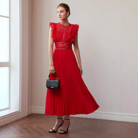 Women Maxi Pleated Dress - Modestly Vogue 