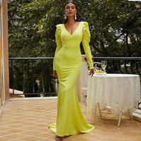 V neck Long Sleeve Hepburn Sheath Dress - Modestly Vogue 