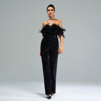 Off Shoulder Sequined Cocktail Jumpsuit - Modestly Vogue 