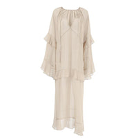 Khaki Batwing Sleeve Dress –Kimono Maxi Blouse Dress Women - Modestly Vogue 