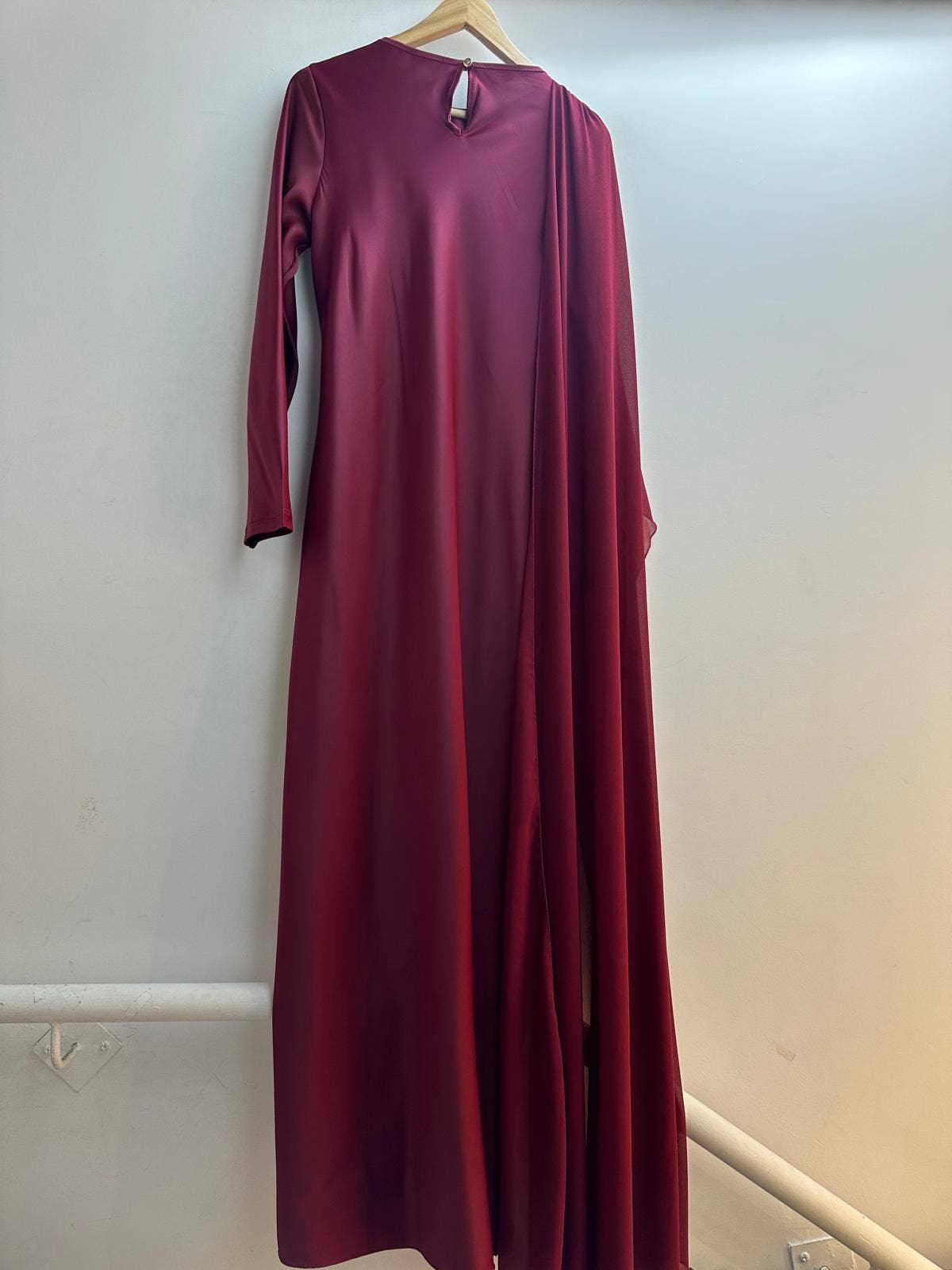 Elegant Long Satin Dress – Modest Fashion Collection | One Size Fits Most - Modestly Vogue 