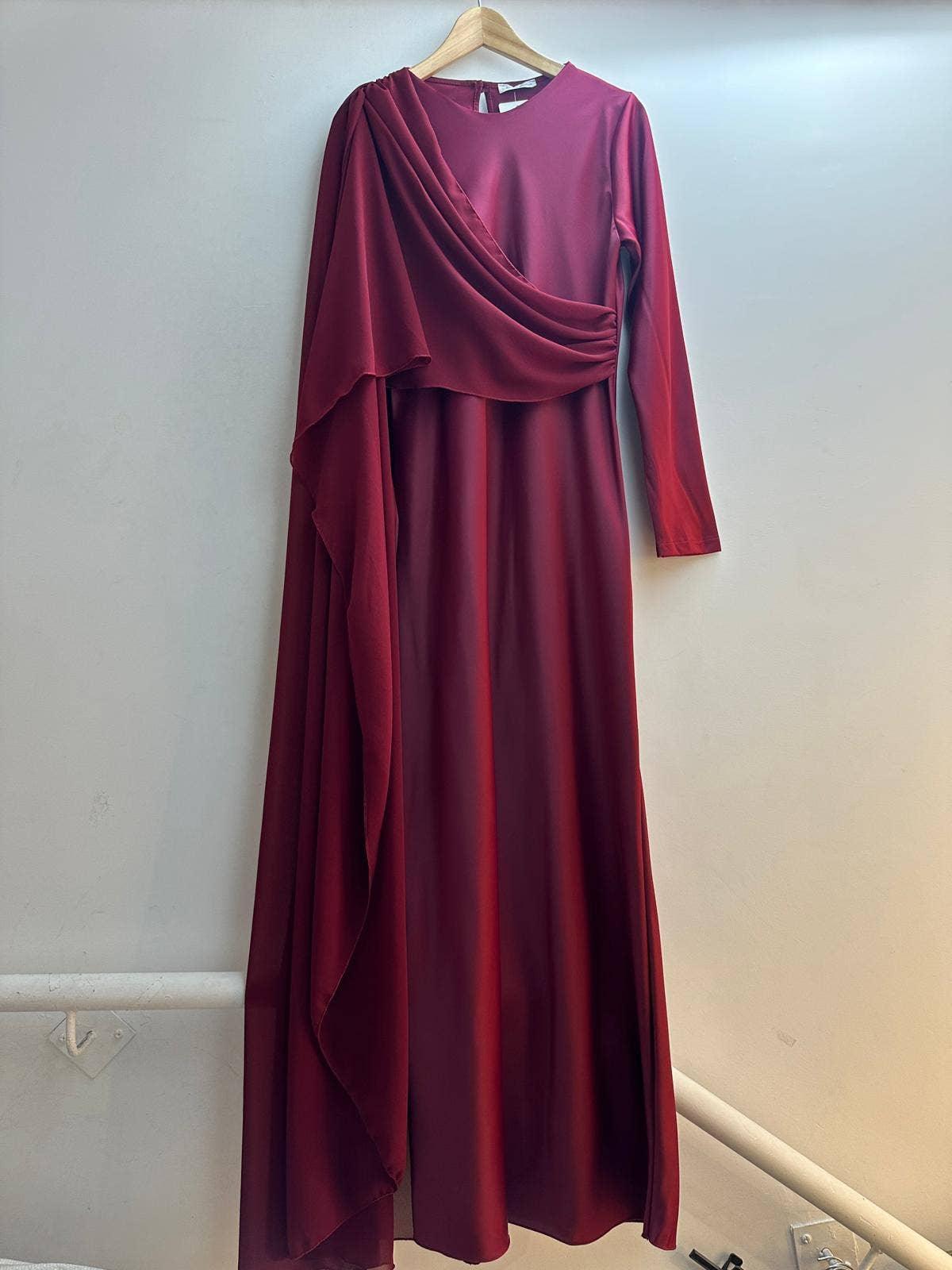 Elegant Long Satin Dress – Modest Fashion Collection | One Size Fits Most - Modestly Vogue 