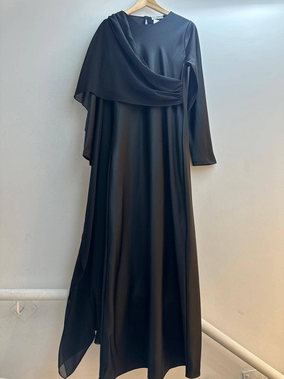 Elegant Long Satin Dress – Modest Fashion Collection | One Size Fits Most - Modestly Vogue 