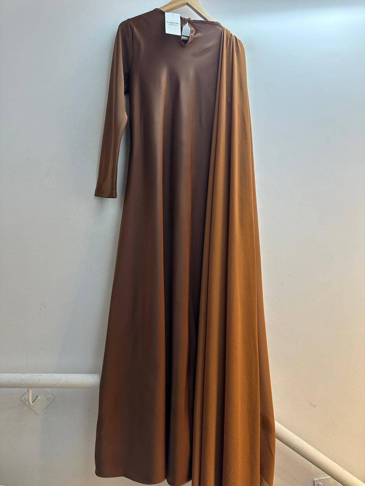 Elegant Long Satin Dress – Modest Fashion Collection | One Size Fits Most - Modestly Vogue 