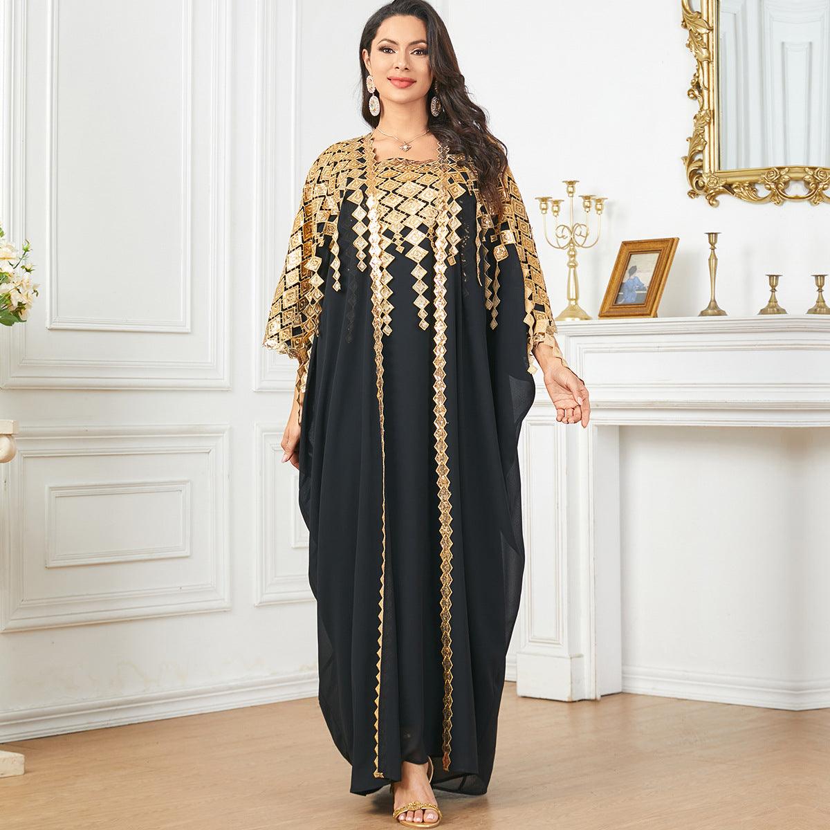 Modest Fashion Collection – Stylish & Elegant Modest Clothing for Women | Modestly Vogue Middle East Metallic Color Muslim Robe Loose Two-Piece Suit Dress - Modestly Vogue 