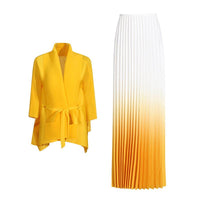 Cloak Shawl Knitted Top & Pleated Skirt Two-Piece Set – & - Modestly Vogue 