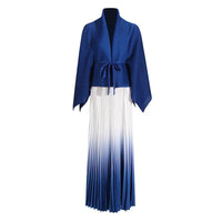 Cloak Shawl Knitted Top & Pleated Skirt Two-Piece Set – & - Modestly Vogue 