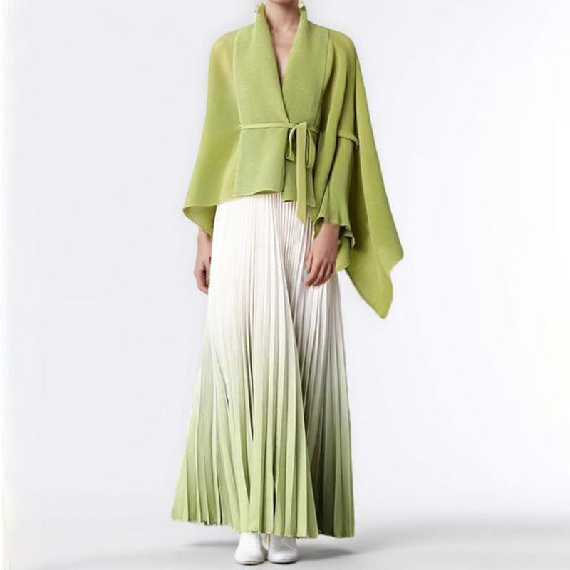 Cloak Shawl Knitted Top & Pleated Skirt Two-Piece Set – & - Modestly Vogue 