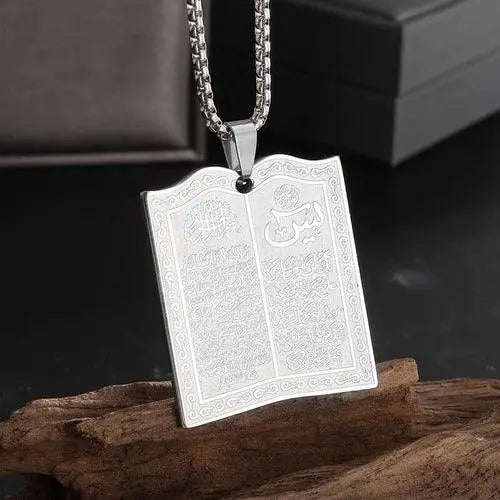 Muslim Quran Allah Ayatul Kursi Stainless Steel Islam Pendant Necklace - Modestly Vogue 