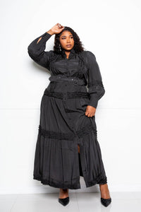 New Arrivals – Fresh, Fashion Women | Modestly Vogue Flattering Curvy Fit | Comtable Plus-Size Clothing | Modestly Vogue Belted Shirt Dress With Ruffle Detail - Modestly Vogue 