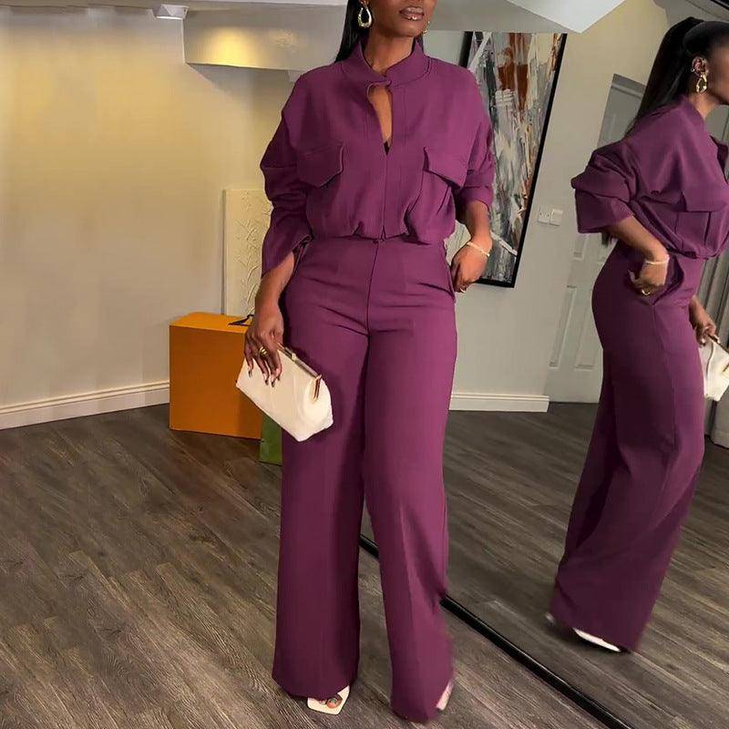 New Arrivals – Fresh, Fashion for Women | Curvy Fit | & Plus-Size Clothing | Women’s Spring Casual V-Neck Long Sleeve Top & Wide Leg Trousers Suit - Modestly Vogue 