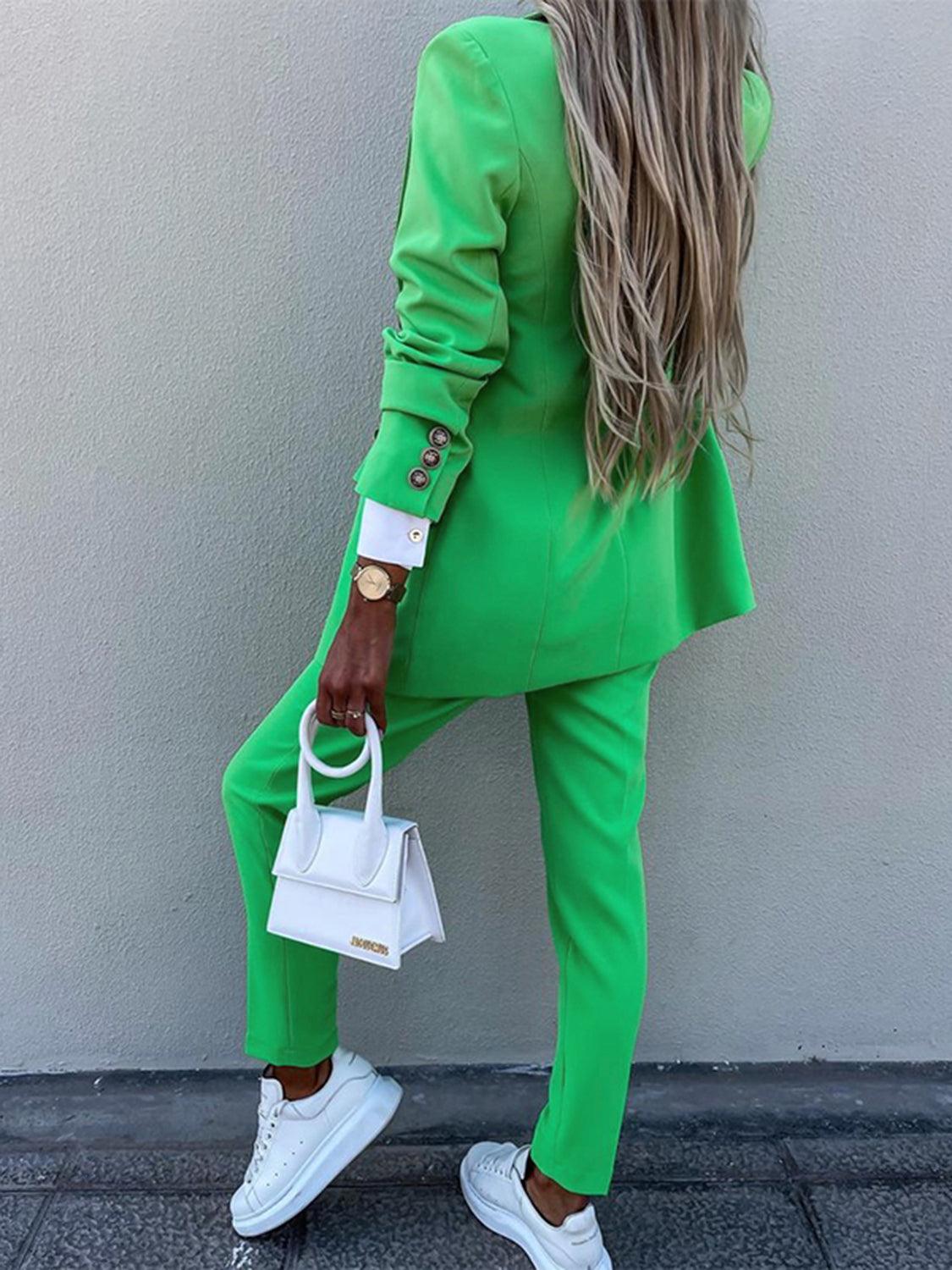 New Arrivals – Fresh, Fashion for Women | Lapel Collar Long Sleeve Blazer and Pants Set - Modestly Vogue 