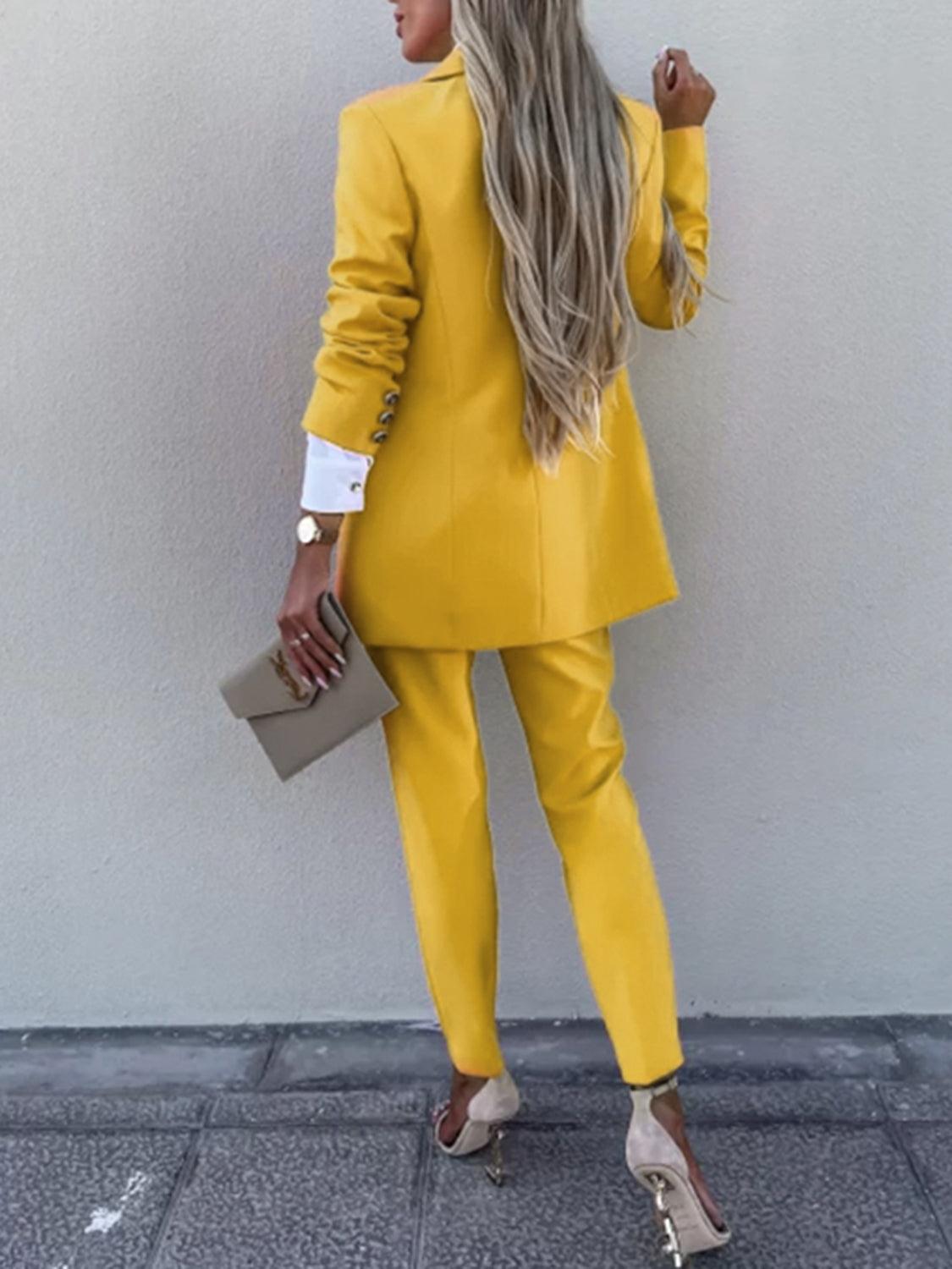 New Arrivals – Fresh, Fashion for Women | Lapel Collar Long Sleeve Blazer and Pants Set - Modestly Vogue 