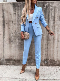 New Arrivals – Fresh, Fashion for Women | Lapel Collar Long Sleeve Blazer and Pants Set - Modestly Vogue 