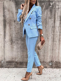 New Arrivals – Fresh, Fashion for Women | Lapel Collar Long Sleeve Blazer and Pants Set - Modestly Vogue 