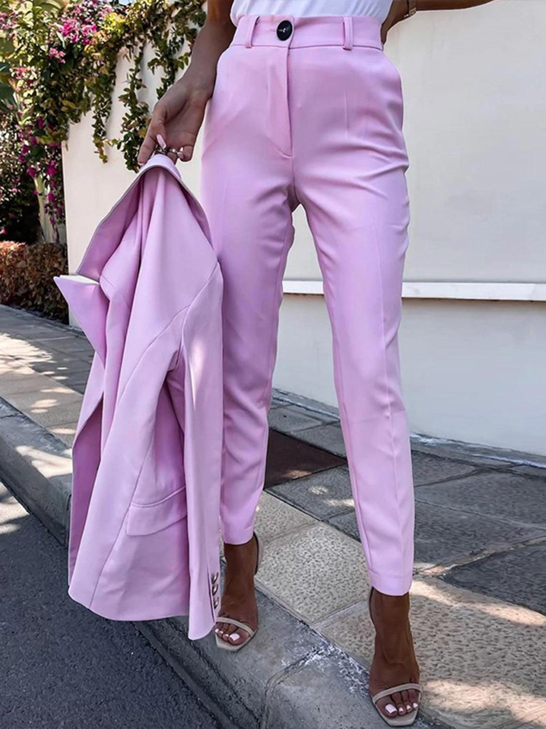 New Arrivals – Fresh, Fashion for Women | Lapel Collar Long Sleeve Blazer and Pants Set - Modestly Vogue 