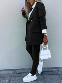 New Arrivals – Fresh, Fashion for Women | Lapel Collar Long Sleeve Blazer and Pants Set - Modestly Vogue 