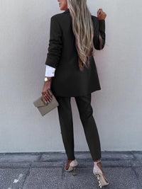 New Arrivals – Fresh, Fashion for Women | Lapel Collar Long Sleeve Blazer and Pants Set - Modestly Vogue 