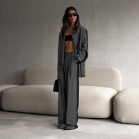 New Arrivals – Fresh, Fashion for Women | Office Loose Women Contrast Color Long Sleeves Coat & Wide Leg Pants Two-Piece Set – & Professional - Modestly Vogue 