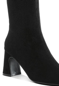 Square Toe Microfiber Ankle Boots - Modestly Vogue 