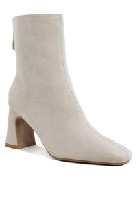 Square Toe Microfiber Ankle Boots - Modestly Vogue 