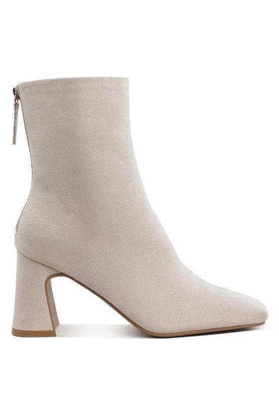 Square Toe Microfiber Ankle Boots - Modestly Vogue 