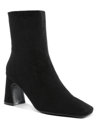 Square Toe Microfiber Ankle Boots - Modestly Vogue 