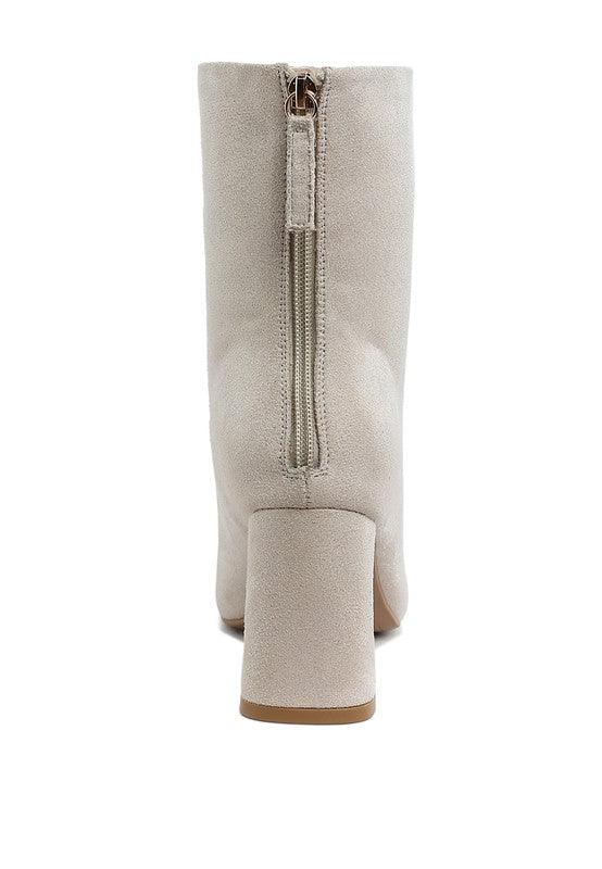 Square Toe Microfiber Ankle Boots - Modestly Vogue 