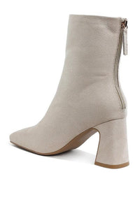 Square Toe Microfiber Ankle Boots - Modestly Vogue 