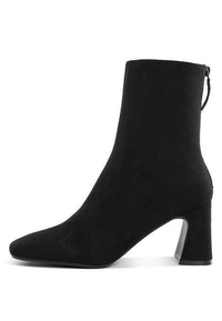 Square Toe Microfiber Ankle Boots - Modestly Vogue 