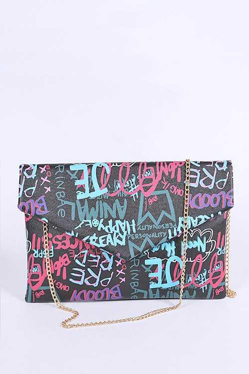 – , Fashion for Women | Modestly Vogue Versatile Handbag | Stylish & Functional Graffiti Mix Color Iconic Envelope Clutch Bag - Modestly Vogue 