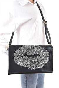 New Arrivals – Fresh, Trendy Fashion for Women | Modestly Vogue Versatile Handbag | Stylish & Functional Oversize Rhinestone Lips Convertible Clutch - Modestly Vogue 